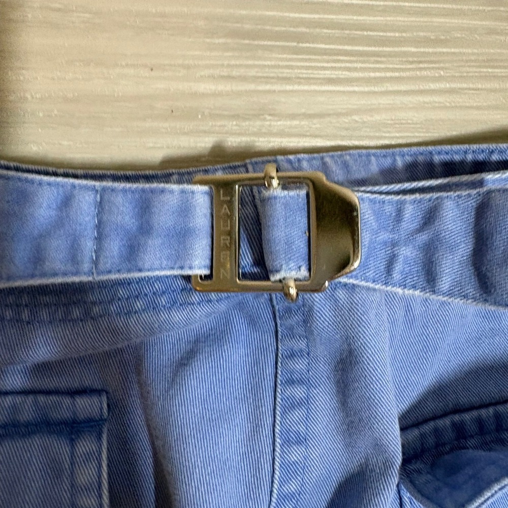 Lauren Ralph Lauren Pant Women Blue Cotton Twill Straight Leg Patch Pocket Siz 8 - Picture 14 of 16